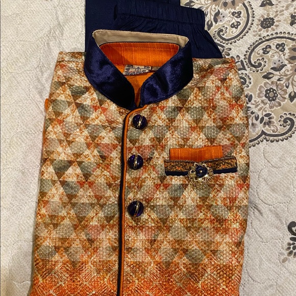 🆕 Indian Pakistani Fancy Boy 3 Piece Shalwar Kameez Kurta Vest Set 🇮🇳🇵🇰 - Picture 2 of 4